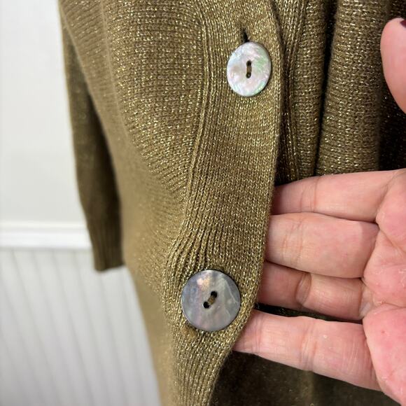 Ulla Popken Plus Size 20/22 Boyfriend Cardigan Sweater Gold Metallic Holiday - Picture 6 of 10